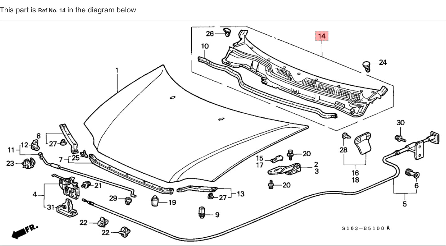 9701 CRV Top Cowl Screen Assy Windshield Wiper Cover Panel Garnish Vent OEM eBay