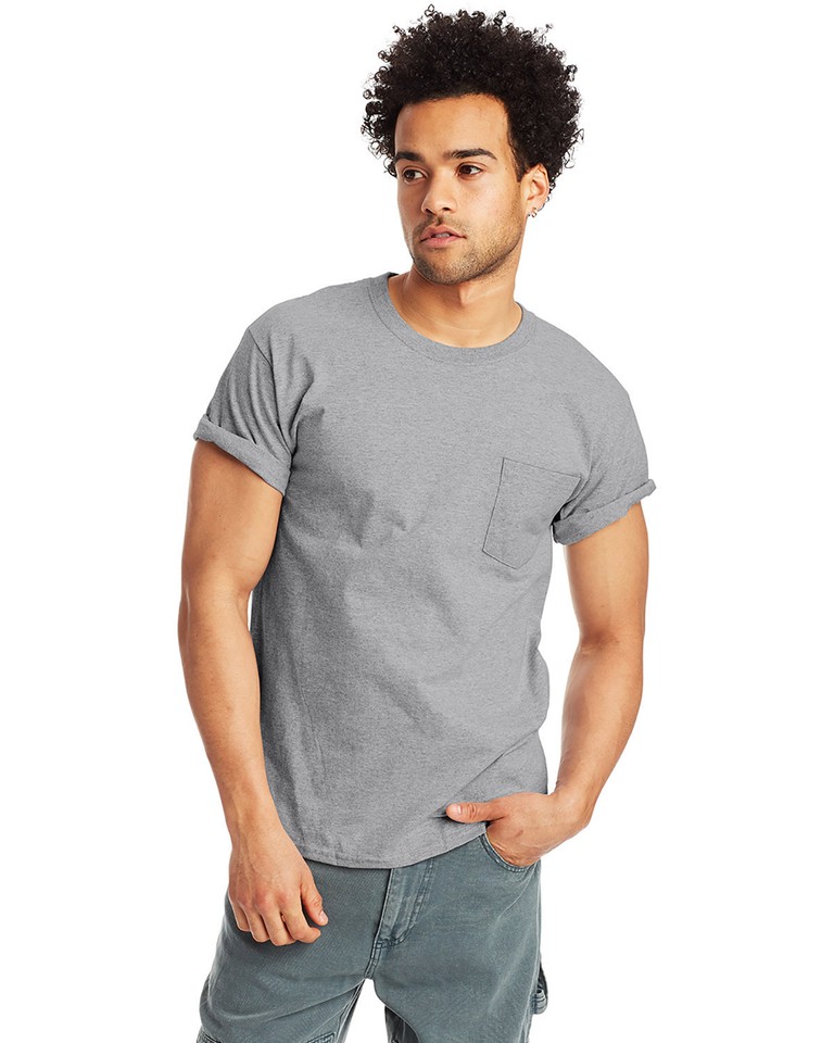 Hanes Men's Authentic-T Pocket Stylish T Shirt Casual Plain T-Shirt ...