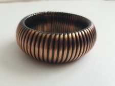 Vtg MCM COPPER WIDE CHUNKY ACORDION BRACELET 2 TONE STATEMENT 