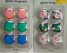 12 PCS Glass Strong Refrigerator Magnets, Ombre and Floraf Pattern