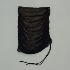 Mesh Nylon Hem Tie Black Ruched Fully Lined Zip Fitted Mini Skirt Juniors Size M