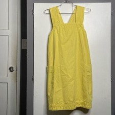 Everlane the cross-back apron mini denim dress organic cotton in lemon yellow