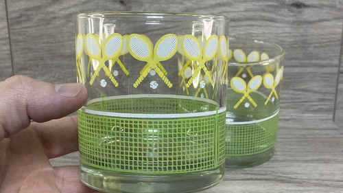 Vintage Libbey J. Scott Tennis Racket Lowball Whiskey Glasses HTF Barware 2pcs - Picture 6 of 17