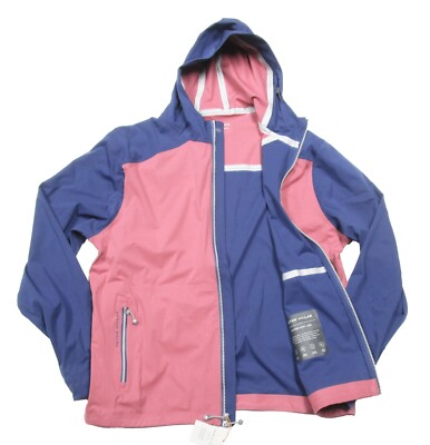 Peter Millar Men's Coral Red/Navy Hyperlight Link 3Layer Hooded Jacket