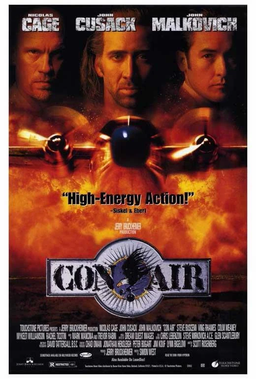 CON AIR Movie POSTER 27 x 40 Nicolas Cage, John Malkovich, John Cusack, A