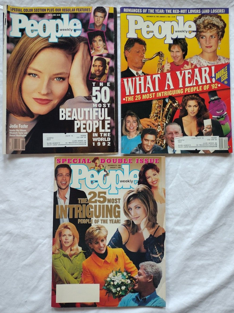 Vintage People Weekly Magazine Lot Most Beautiful Intriguing 1992 1993 1995 Ads