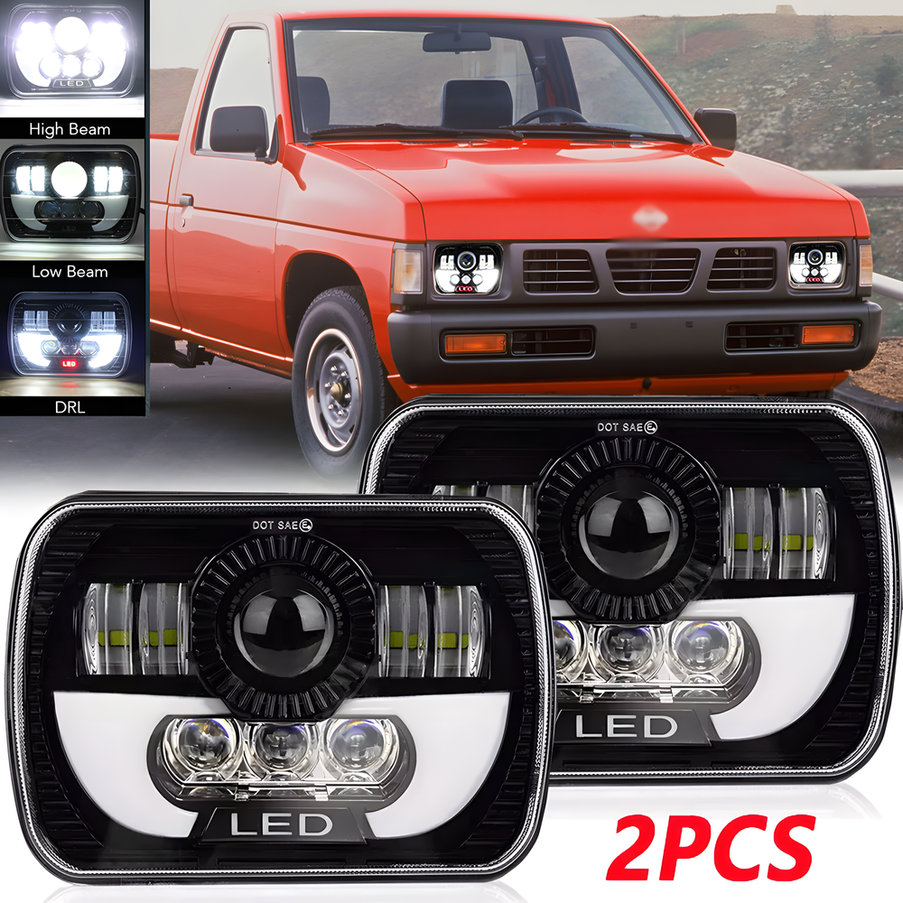 5X7 7X6 LED Headlights Hi Lo Beam DRL Compatible with Nissan Hardbody D21 Pickup