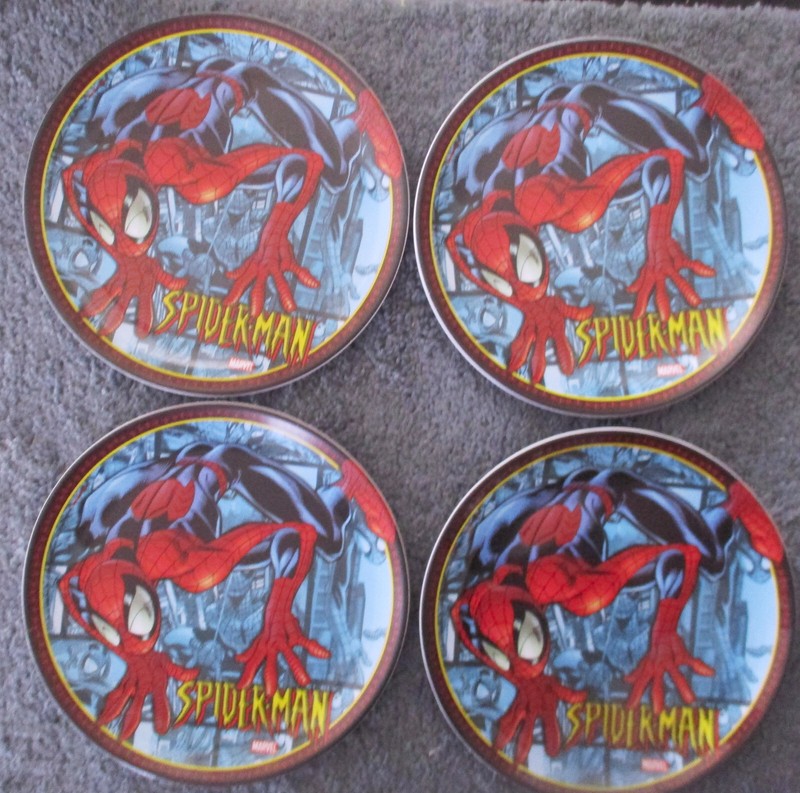 Lot of 4: Vintage Zak Designs 2005 SPIDER-MAN 8” Plastic PLATES Marvel Comics