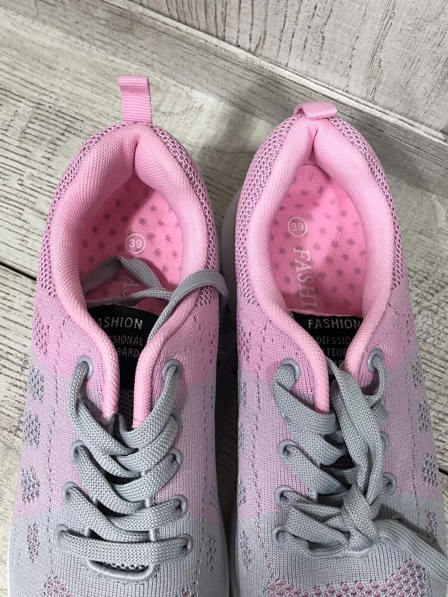 Fashion Professional Skateboard Shoe Womens Pink Mesh Lace Up Sneakers Size 6.5