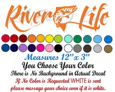 River Life Decal with Trout in the Center Sticker Fishing Fisherman Spotted Fish