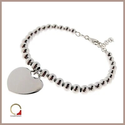 GIOIELLI AURUM Bracciale da donna con CUORE in argento 925 braccialetto con incisione inclusa