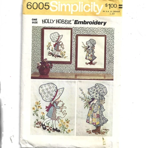 New Simplicity Pattern 6005, Holly Hobbie Embroidery, 2 Transfer Designs, 1973