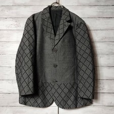 Issey Miyake Men Diamond Pattern Tweed Jacket Switch Style Men's Coat FA AIA