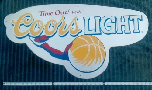 Big Vintage 1994 Coors Light Beer Basketball 35" x 18" Metal Tin Bar Tavern Sign