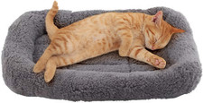 Cama para gato o perro pequeno 10x15in con almohada borde y base antideslizante