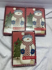 Lot of 3 Boxes 16 Vintage Image Arts Boxed Christmas Holiday Cards Snowman Tree