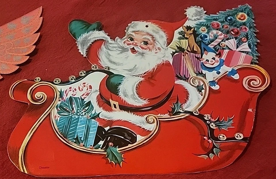 Lote De 7 Decoraciones Troqueladas De Cartón Vacacional De Colección Moda Alegre Navidad Foto 4 de 4