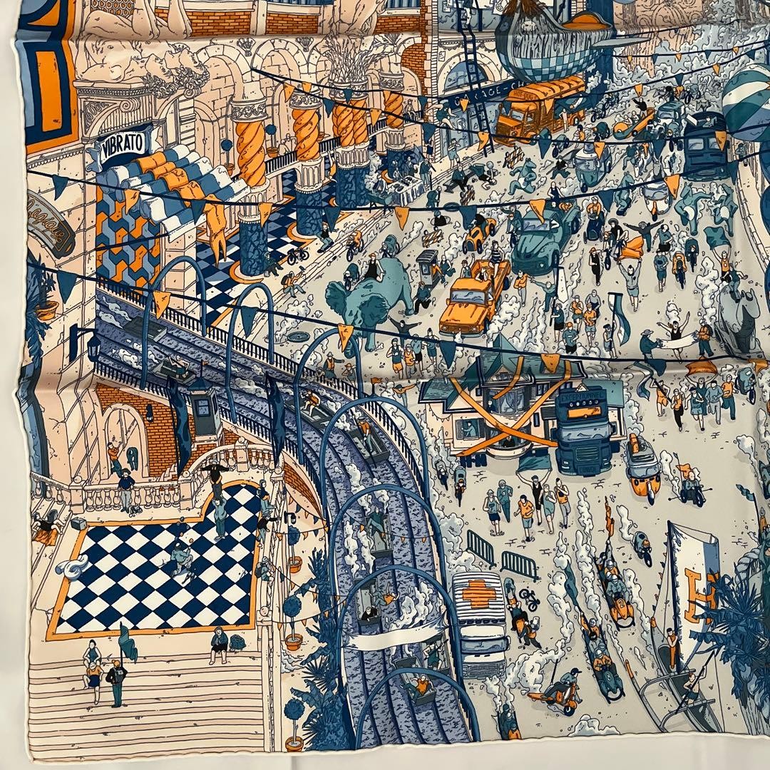 Hermes Scarf Stole Le Grand Prix du Faubourg Ugo Gattoni Silk Auth