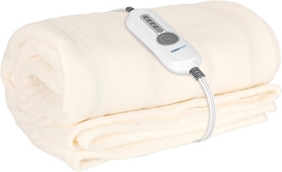 Cozy Electric Heated Throw Blanket with 4 Heat Settings, Machine Washable, Ivory
