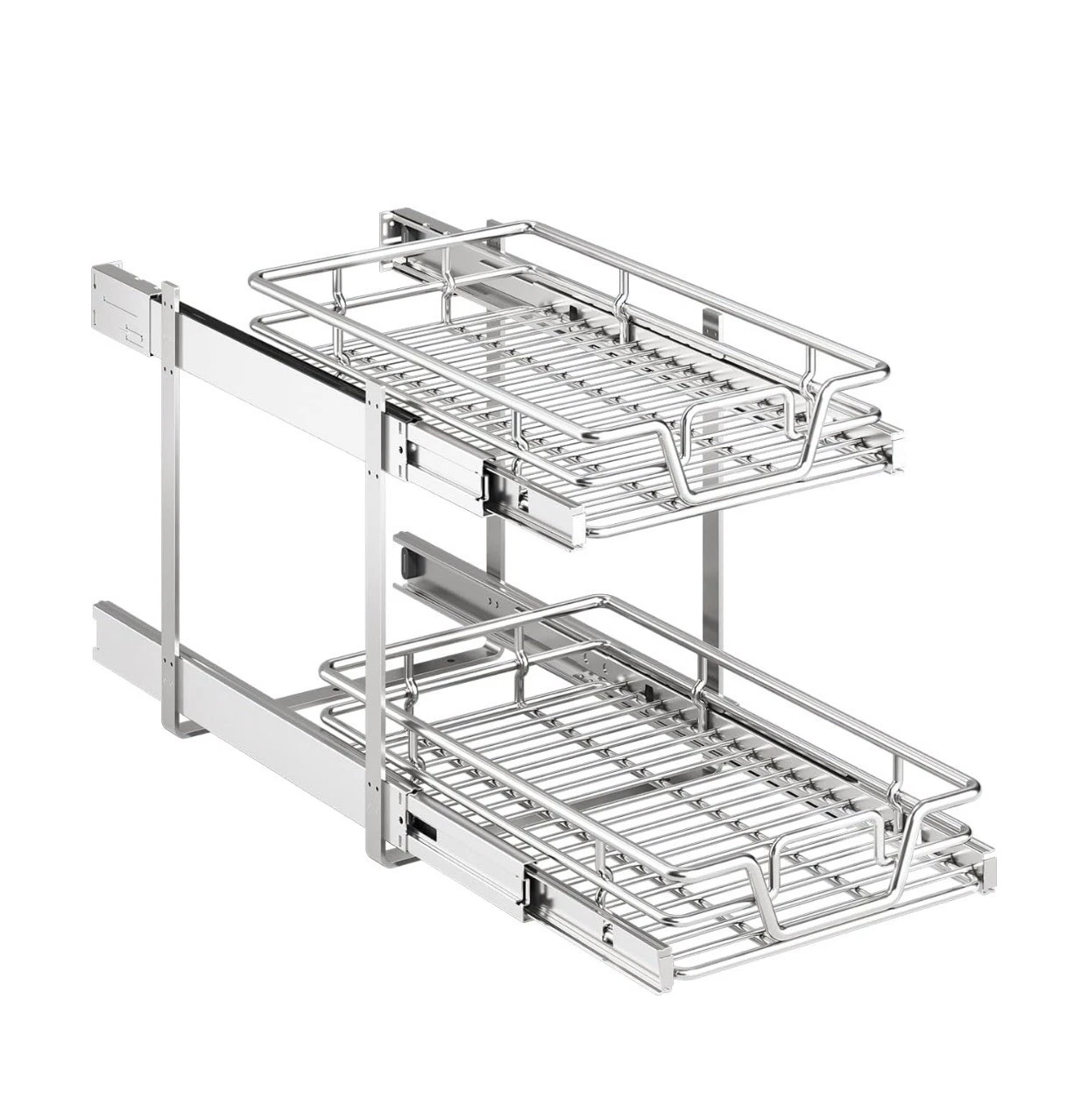 2-Tier Kitchen Cabinet Pull Out Shelf Organizer