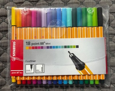 Stabilo Point 88 Mini Fineliner Pigment Liner Assorted Colours - Wallet Of 18