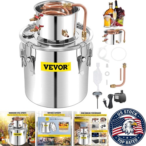 Versatile 13.2Gal Home Distillery Kit with Copper Tube & Energy-Efficient Pump