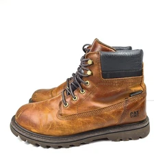Caterpillar CAT Men's Deplete Work Boots 6in Leather Waterproof Brown 721722 12