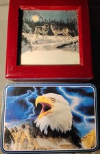 Decorative Folding Pocket Knife Featuring a Bald Eagle Scene And...
