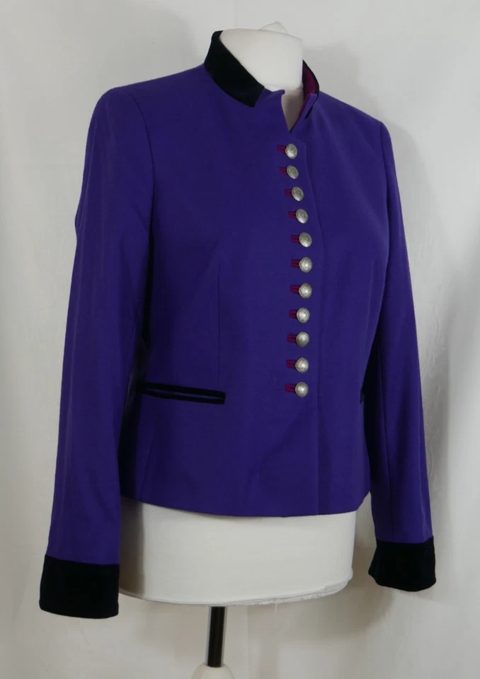BAUER SELECTION 100% REINE SCHURWOLLE Trachten Jacke Blazer Lila Größe 40/42 TOP - Bild 2 von 4