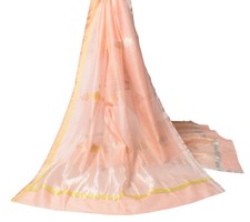 Sushila Vintage Pink Handloom Dupatta Pure Cotton Silk Zari Woven Long Stole