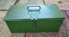 Vintage Metal Tool Box Garage Storage Box Large Green