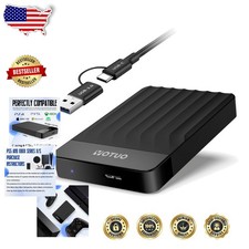 High-Speed 1TB Portable External HDD USB 3.0 Plug Play Shockproof Design Black