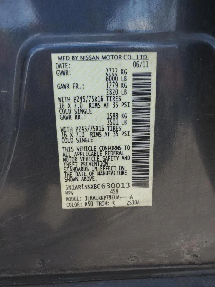 Used Rear Right Door Window Regulator Rear fits: 2011 Nissan Pathfinder electric Foto 3 de 4