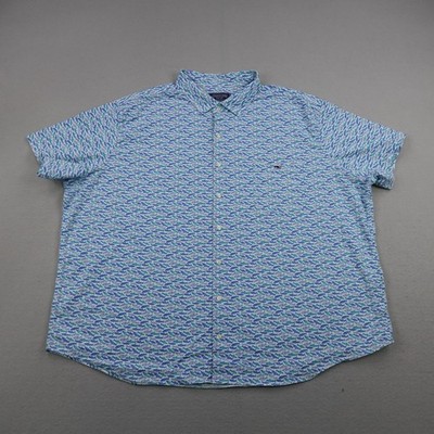 Vineyard Vines Shirt Mens 4XB 4XL Big Blue Bluff Fish Print Whale Button Up Flex