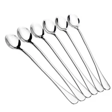 Long Handle Iced Tea Spoons 6 Pcs 9.5-Inch Stainless Steel Dessert and Coffee...
