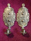 UNIQUE WALL CANDLE HOLDERS made of ANTIQUE MILITARY HAT COCKADES SWEDEN SWEDISH