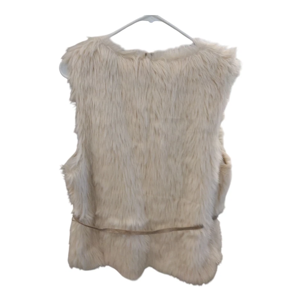 Chaleco de piel sintética H&M con cinturón para damas mediano marfil  Foto 2 de 4