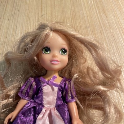 Disney Petite Rapunzel Doll 6  Princess Figure Gently Used Toy Purple Dress