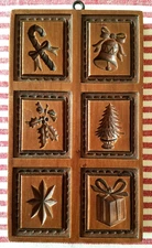 Springerle Speculaas Gingerbread Butter Marzipan Cookie MOLD - 6 HOLIDAY PRINTS