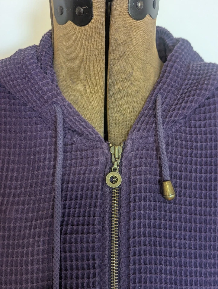 C J Banks Women Waffle Knit Hoodie Size 1X Eggplant Full Zip Boxy Lagenlook - Image 2 of 4