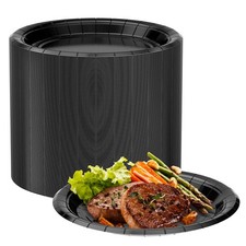 100PCS 7 Inch Black Paper Plates, Small Disposable Dessert Plates for Cake, C...