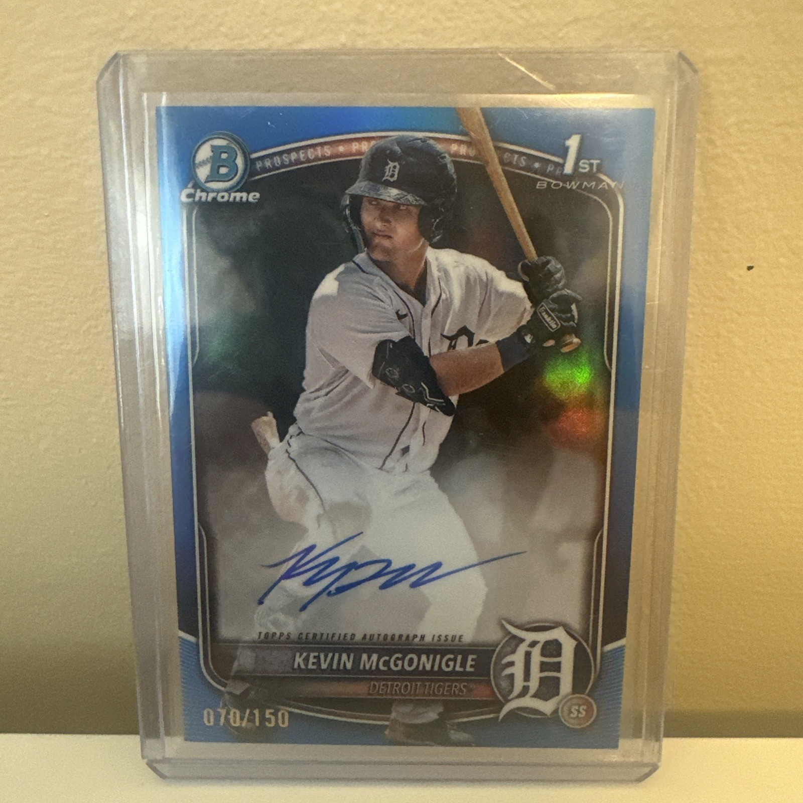Kevin McGonigle 2025 Bowman Chrome #CPA-KM Blue Refractor Auto 1st RC /150