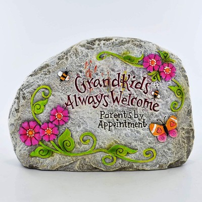 Enkelkinder Always Welcome Stein Garten Ornament Großeltern Wohndeko