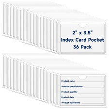 36 PCS Adhesive 2x3.5 Inch Index Card Pockets, Clear Top Loading Label Holders