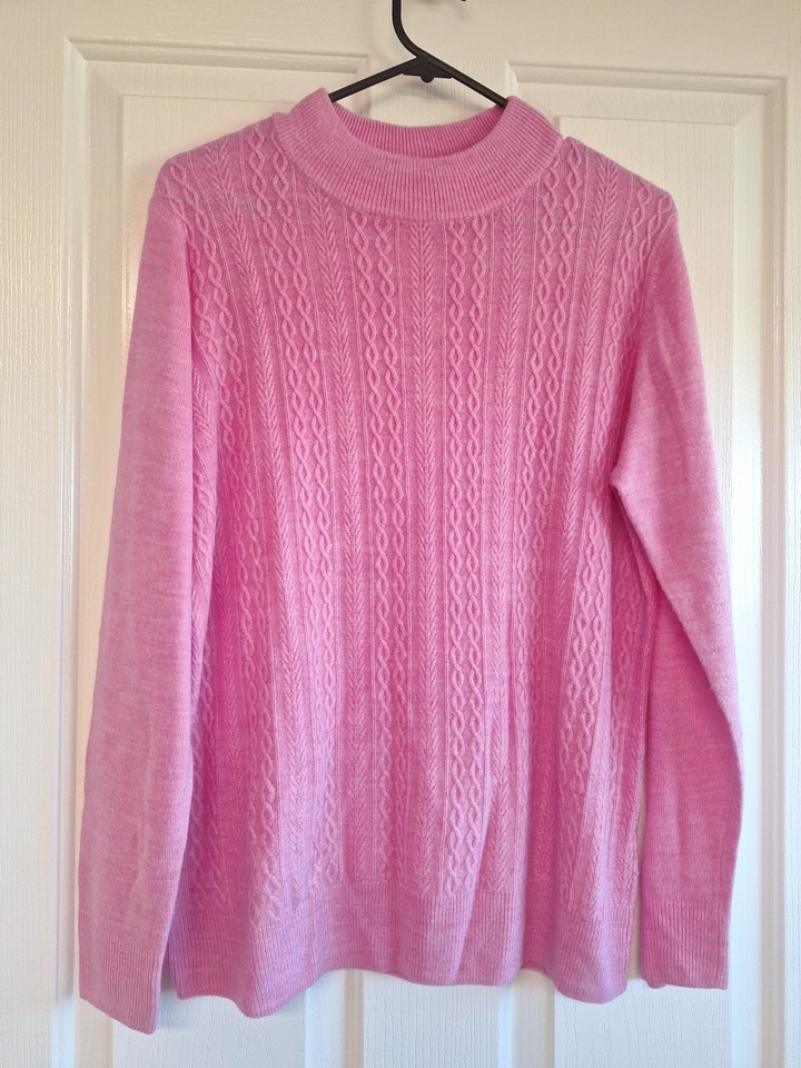 JILLIAN Sportswear Fine Arcylic knit Turtleneck Pullover Jumper Size 14 Pink