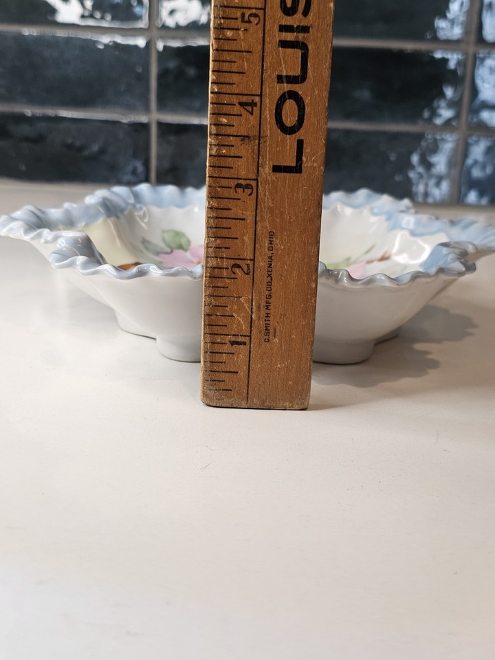 Hand Painted Porcelain Decorative Bowl, Floral Pattern, Blue Pink, 8 ...