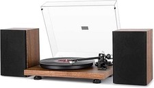 1 BY ONE Bluetooth Turntable HiFi System with 36 Watt Bookshelf Speakers, Patend