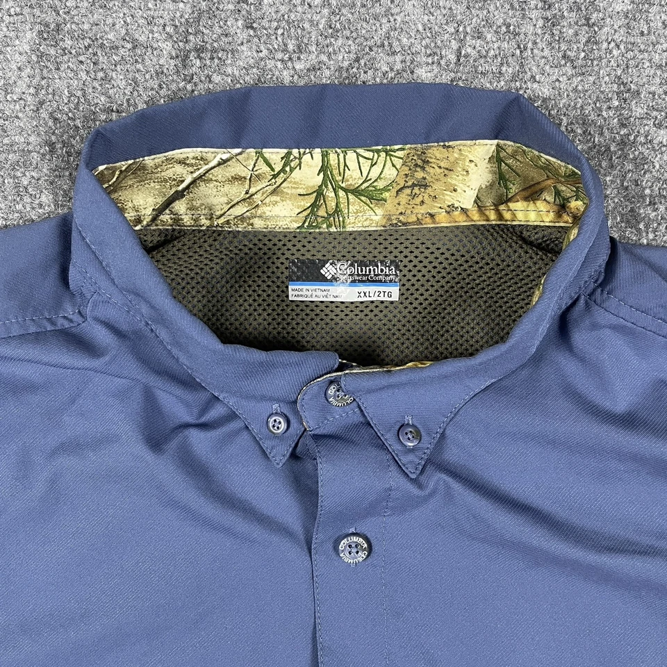 Columbia PHG Shirt Hunting Fishing Mens XXL Blue Vented SS UPF Sun Protection - Image 3 of 4