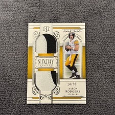 2025 Panini National Treasures Sunday Treasures Aaron Rodgers DUAL PATCH 14/99