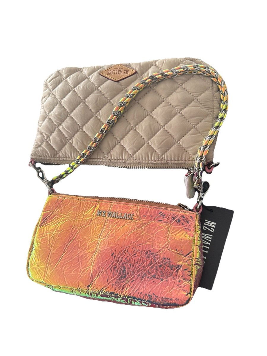 MZ Wallace Blue Mushroom/pink Opal Leather Crosby Convertible